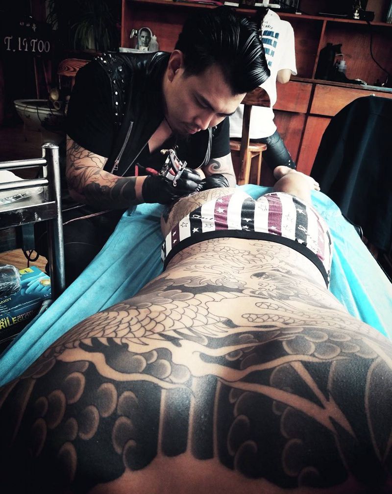 工作中～纹身图片_成品颈部图腾宗教贴纸动物人物静物传统背部纹身图案