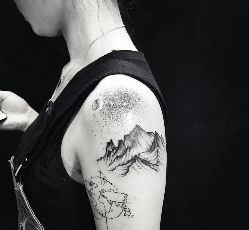 修改纹身图片_手臂点刺纹身图案