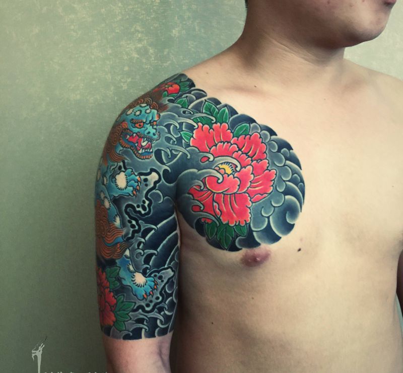 喜欢这老派传统刺青 就好比很多纹身图片_老传统半胛纹身图案