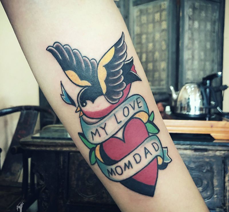 彫茜今日作品～纹身图片_Old School纹身图案