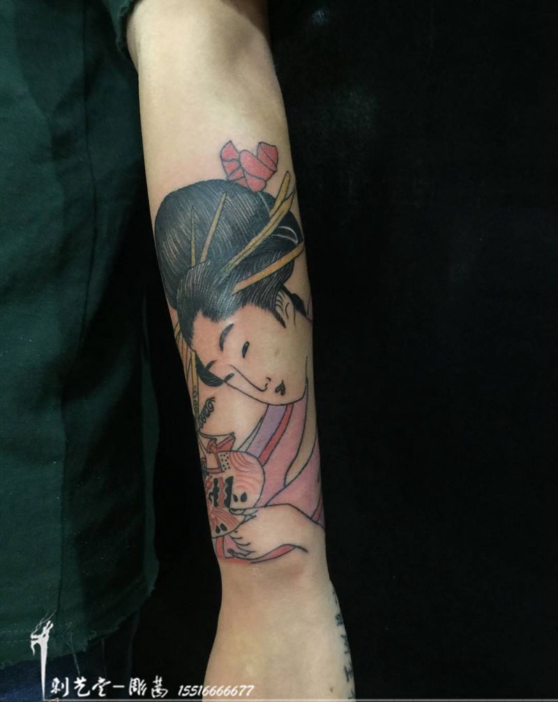 刺艺堂-彫茜作品艺妓～纹身图片