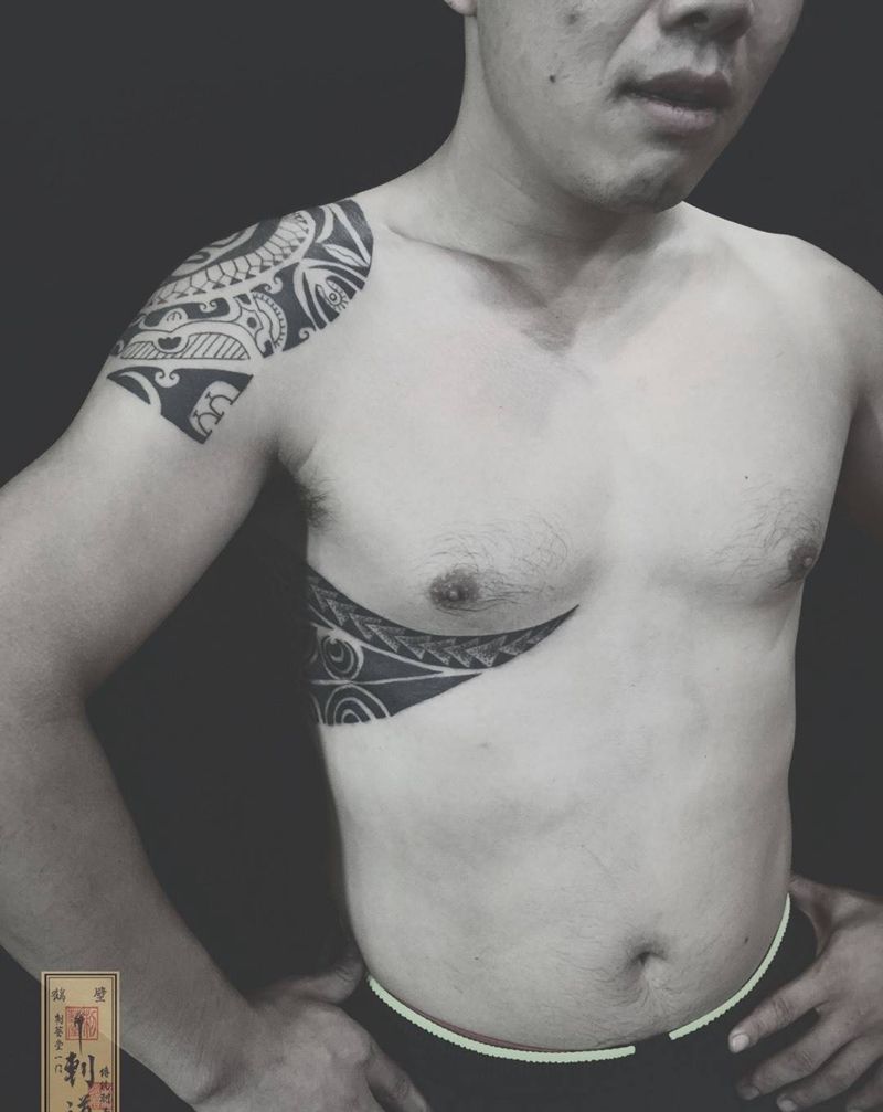 分享纹身图片_成品肩部手臂胸部习俗图腾宗教几何原创纹身图案