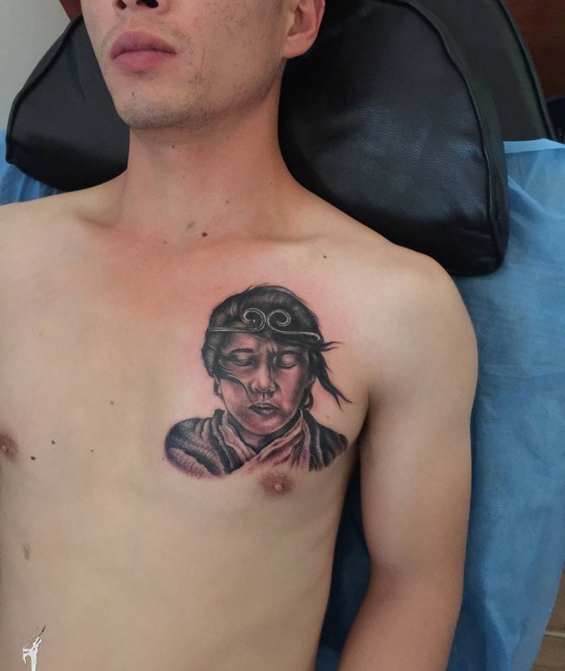 你的宝～纹身图片_成品胸部写实人物清新肖像欧美静物植物手臂纹身图案