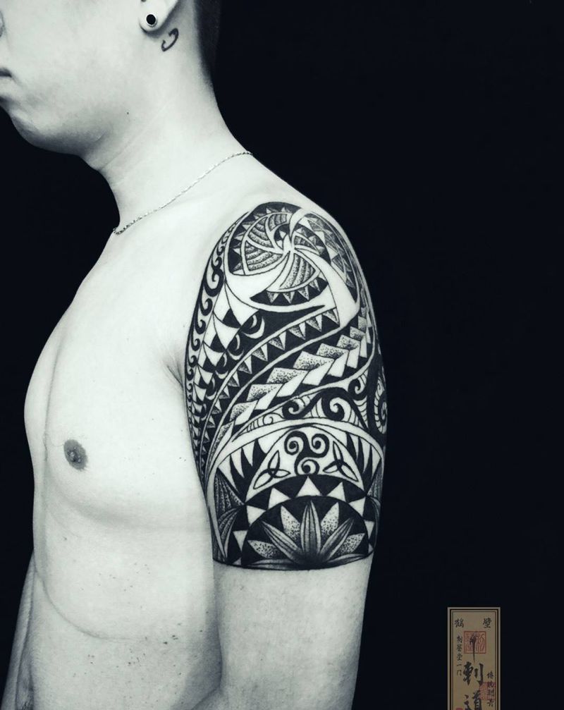 图腾纹身图片_成品手臂图腾宗教静物几何纹身图案
