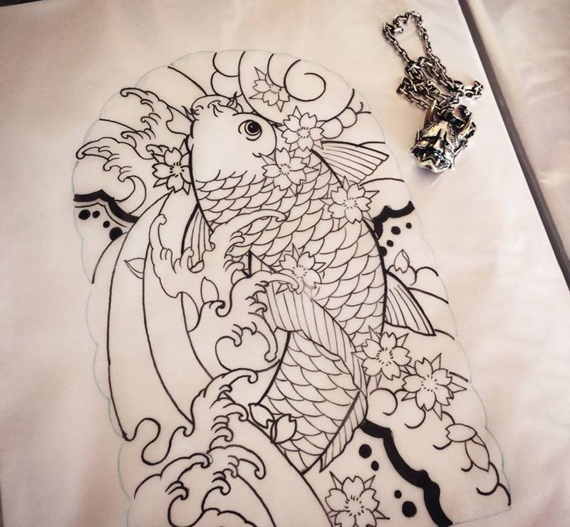 抱歉没能及时回复 因为在稿鱼 吕小绿的红鲤鱼与绿鲤鱼～纹身图片