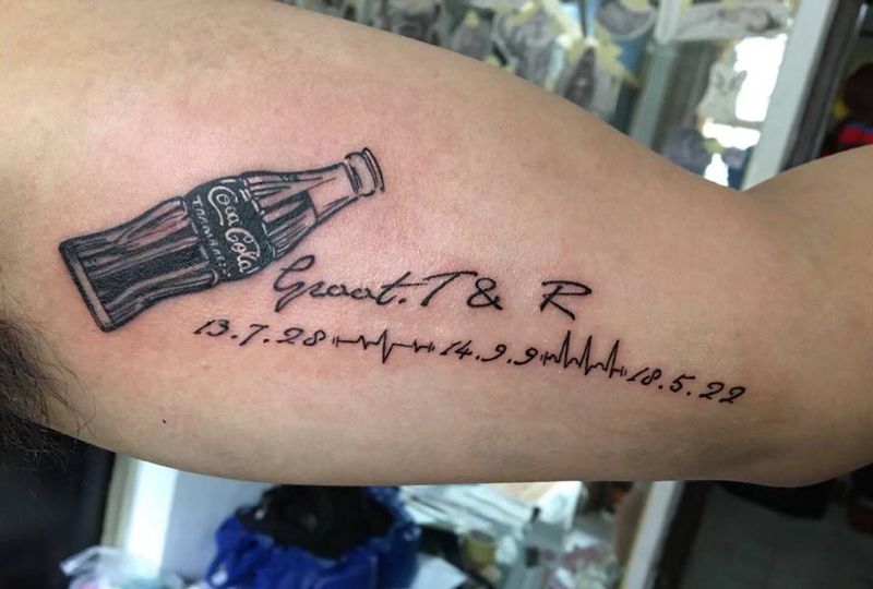 可乐纹身图片_手臂清新几何字符平顶山原创纹身图案