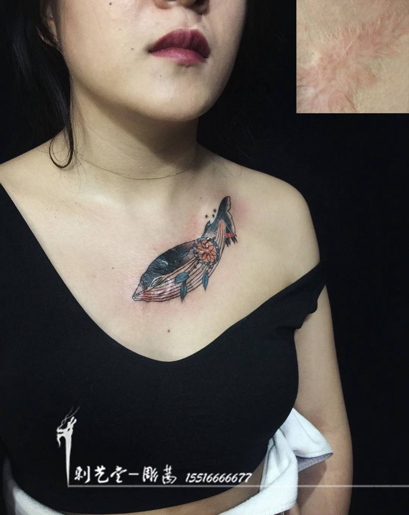 刺艺堂-彫茜覆盖疤痕作品～纹身图片
