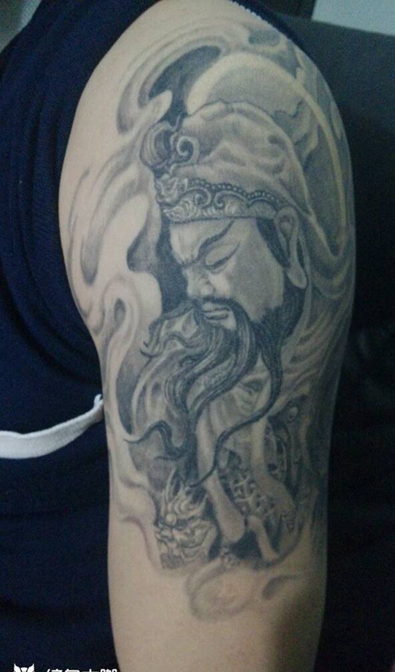 关公纹身图片_传统肖像写实人物纹身图案