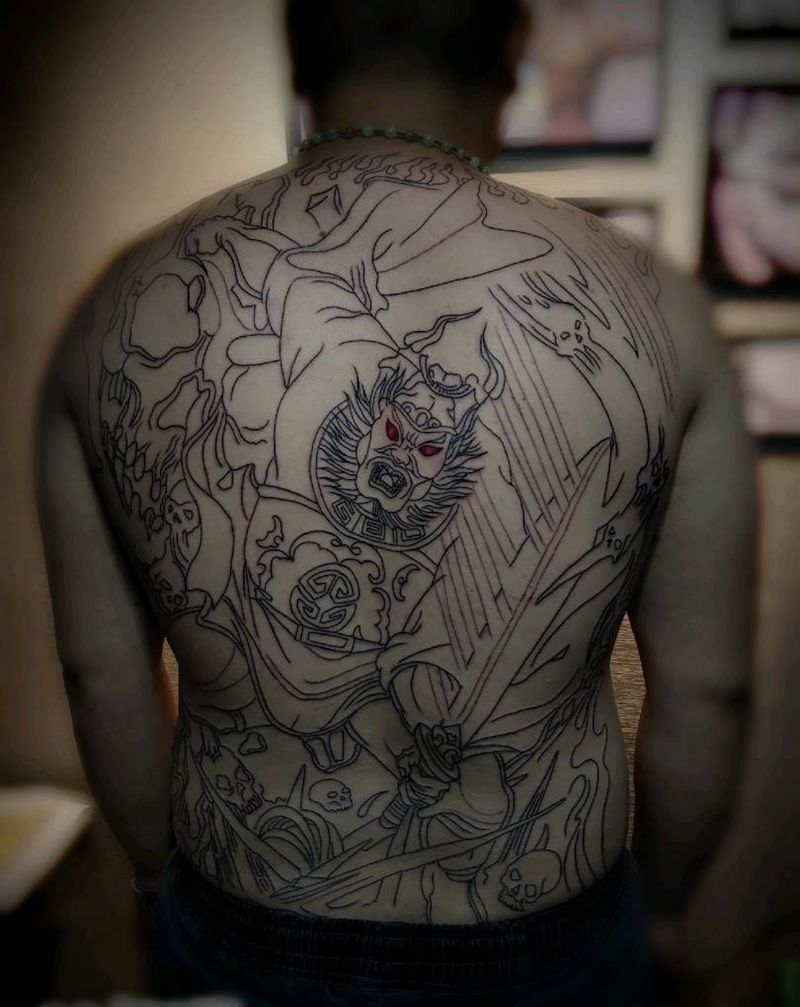 钟馗 待继续纹身图片_背部纹身图案