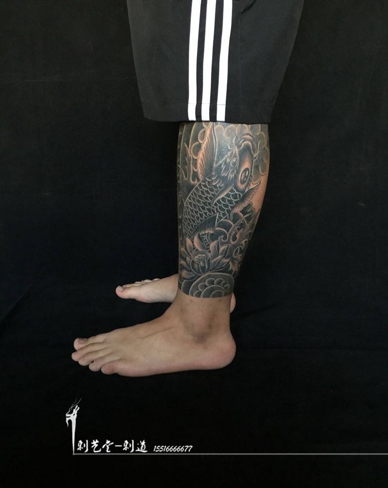 今日包腿纹身图片