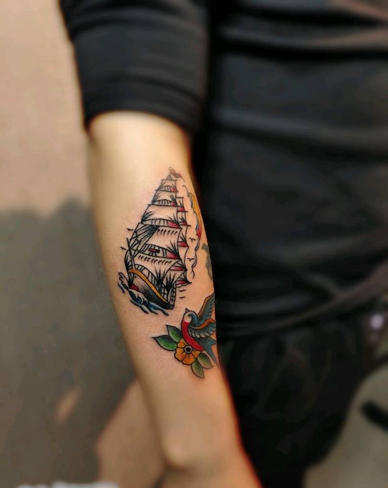 ！纹身图片_手臂Old School纹身图案