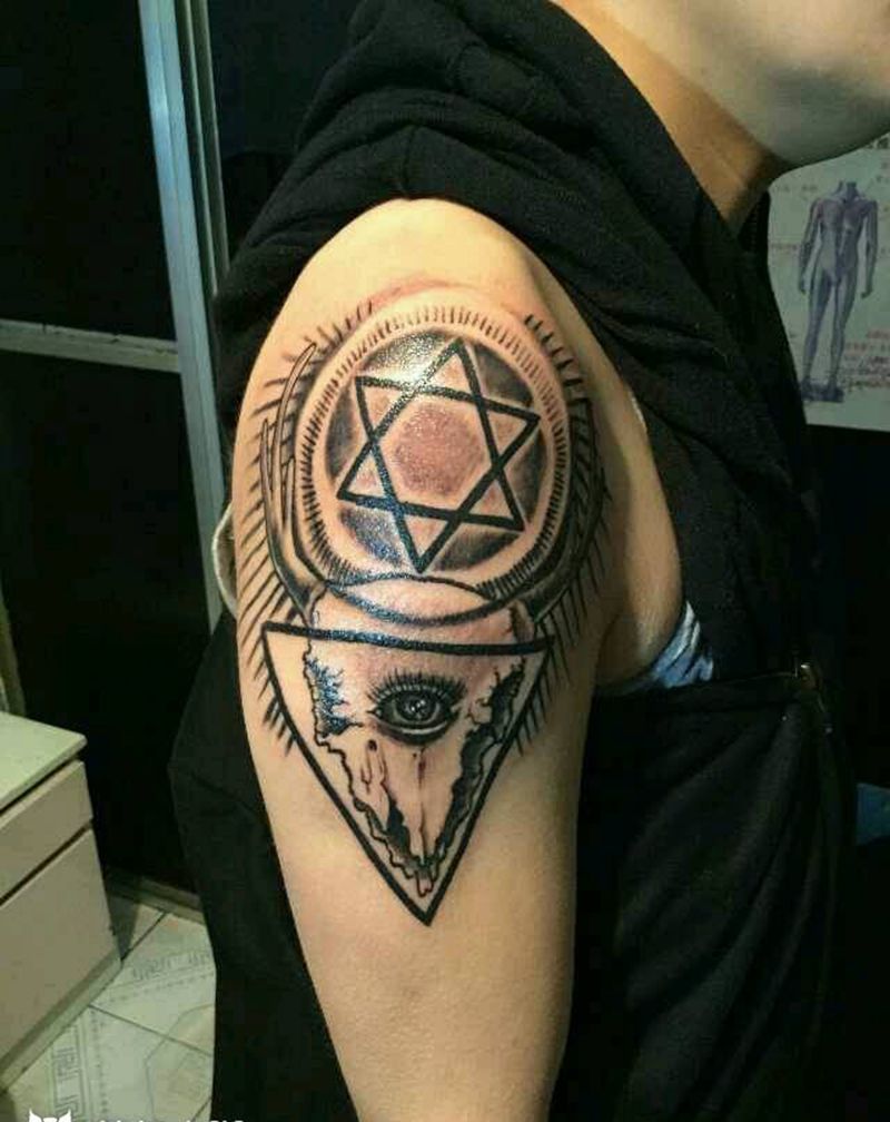 眼睛纹身图片_欧美习俗写实几何鬼神宗教纹身图案