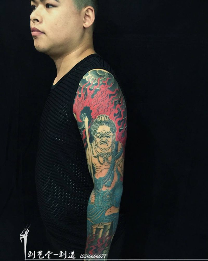 刺艺堂-刺道 昨日绘制 不动尊者～纹身图片