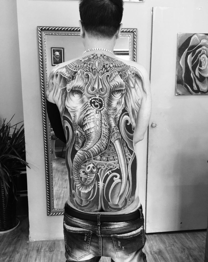 象神未完成纹身图片