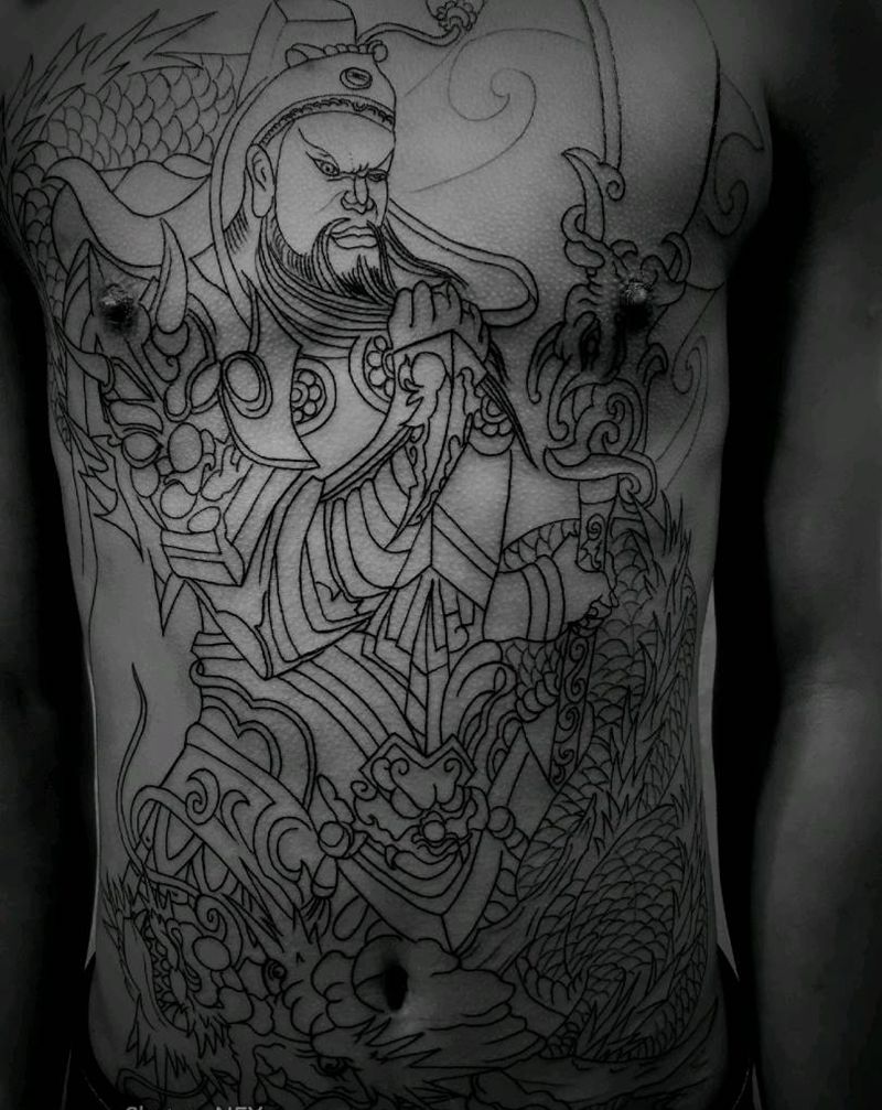 下次扩线上色纹身图片_胸部纹身图案