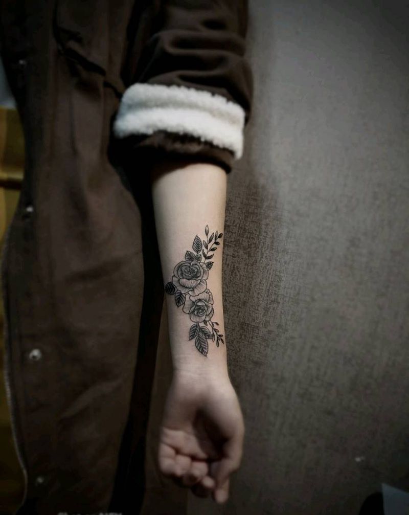 素花纹身图片_手臂纹身图案