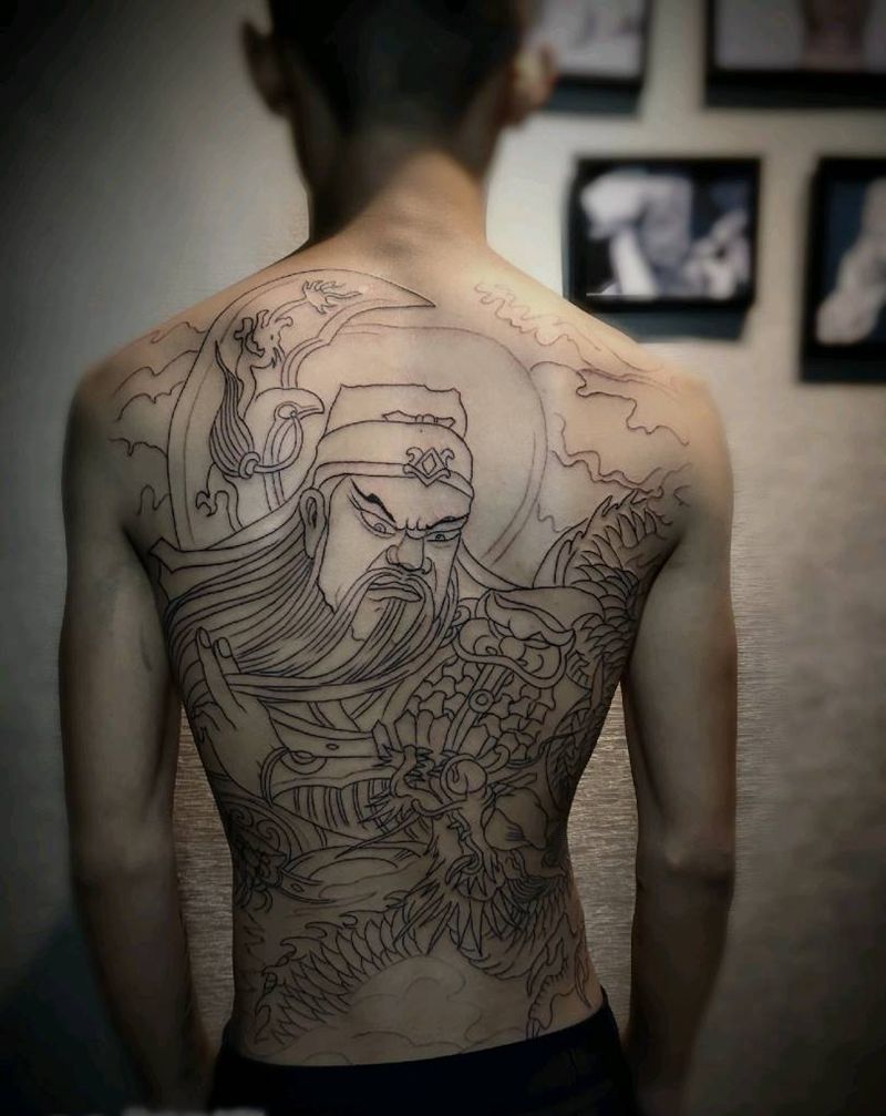 下次扩线纹身图片_背部纹身图案