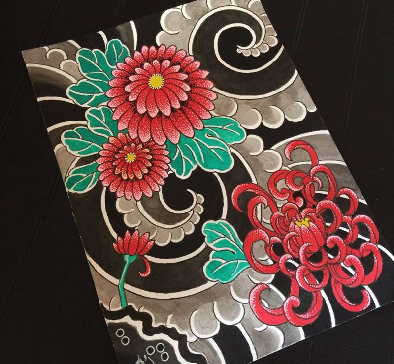 早课～纹身图片