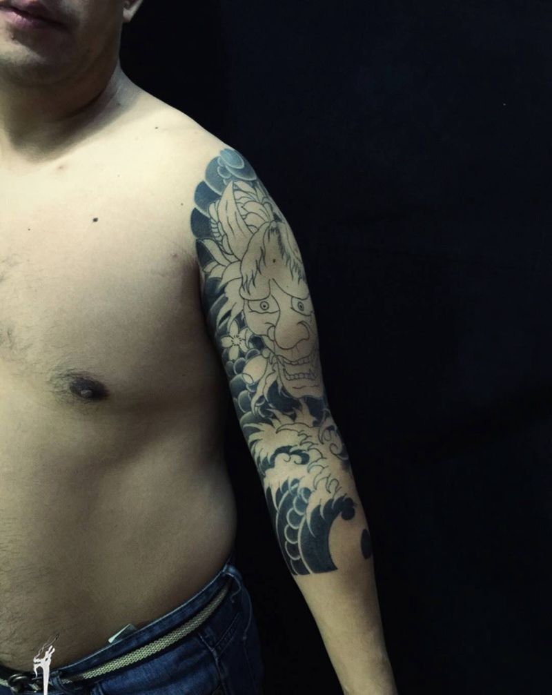 昨日七分花臂纹身图片