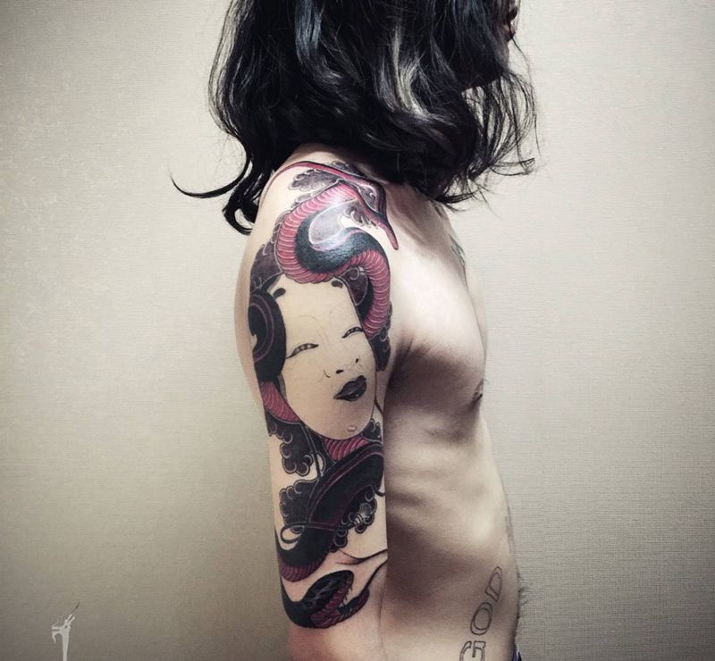 今日进度  单次和我合作六个小时以上的都是战神哈～[嘿哈]纹身图片