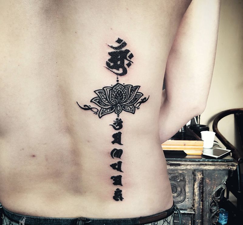 刺林字符绘制～纹身图片_背部纹身图案