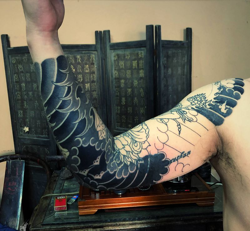今日进度～纹身图片_手臂老传统纹身图案