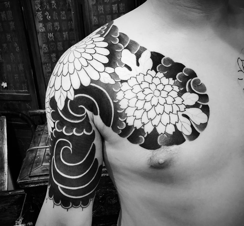 今日打雾进度～纹身图片_老传统纹身图案