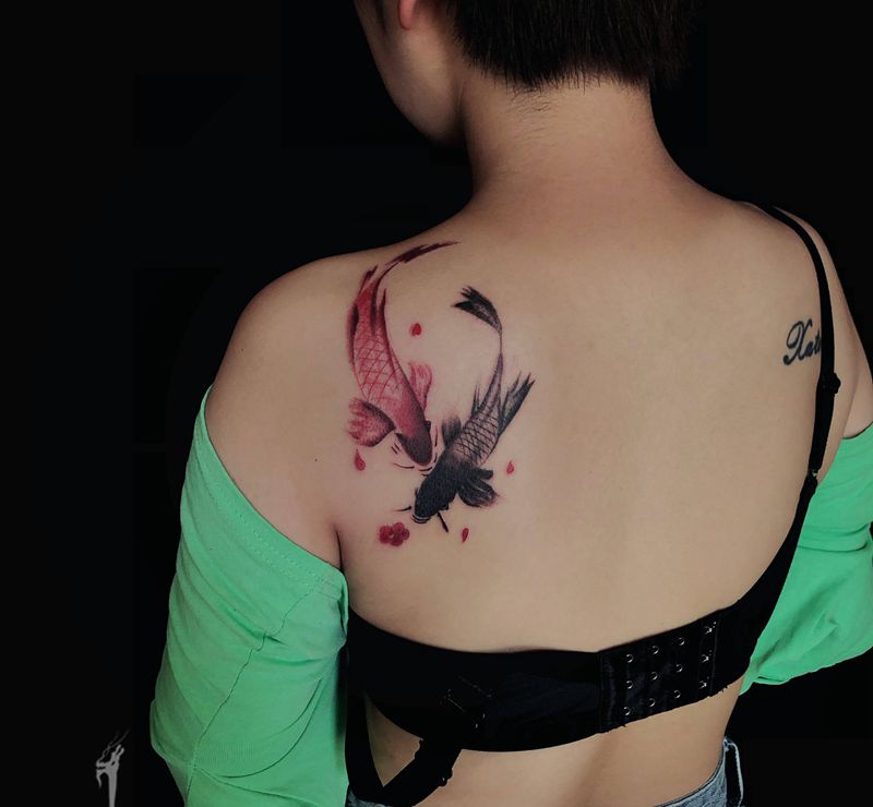 刺艺堂-彫茜老师今日作品～纹身图片_水墨纹身图案