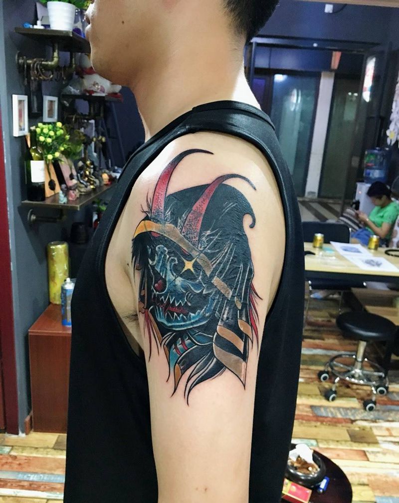 骷髅遮盖纹身图片