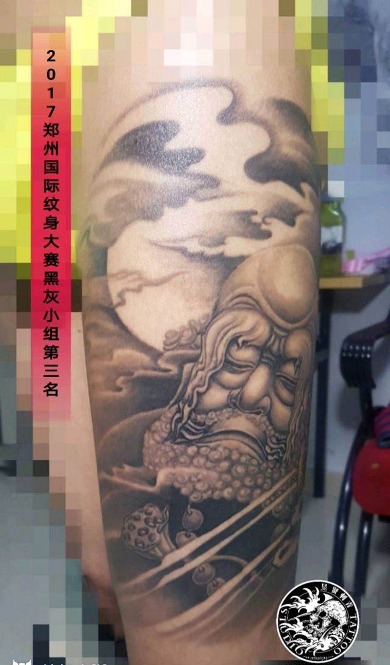 达摩纹身图片_背部腿部新传统老传统纹身图案