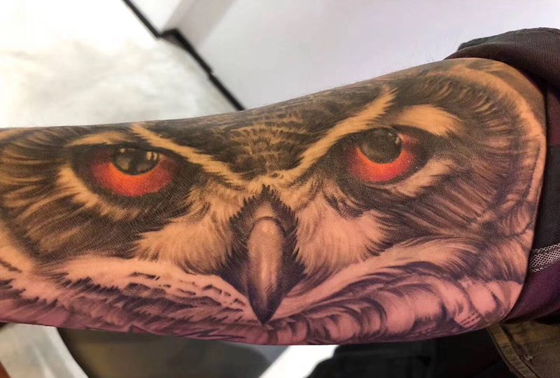 猫头鹰纹身图片_手臂纹身图案