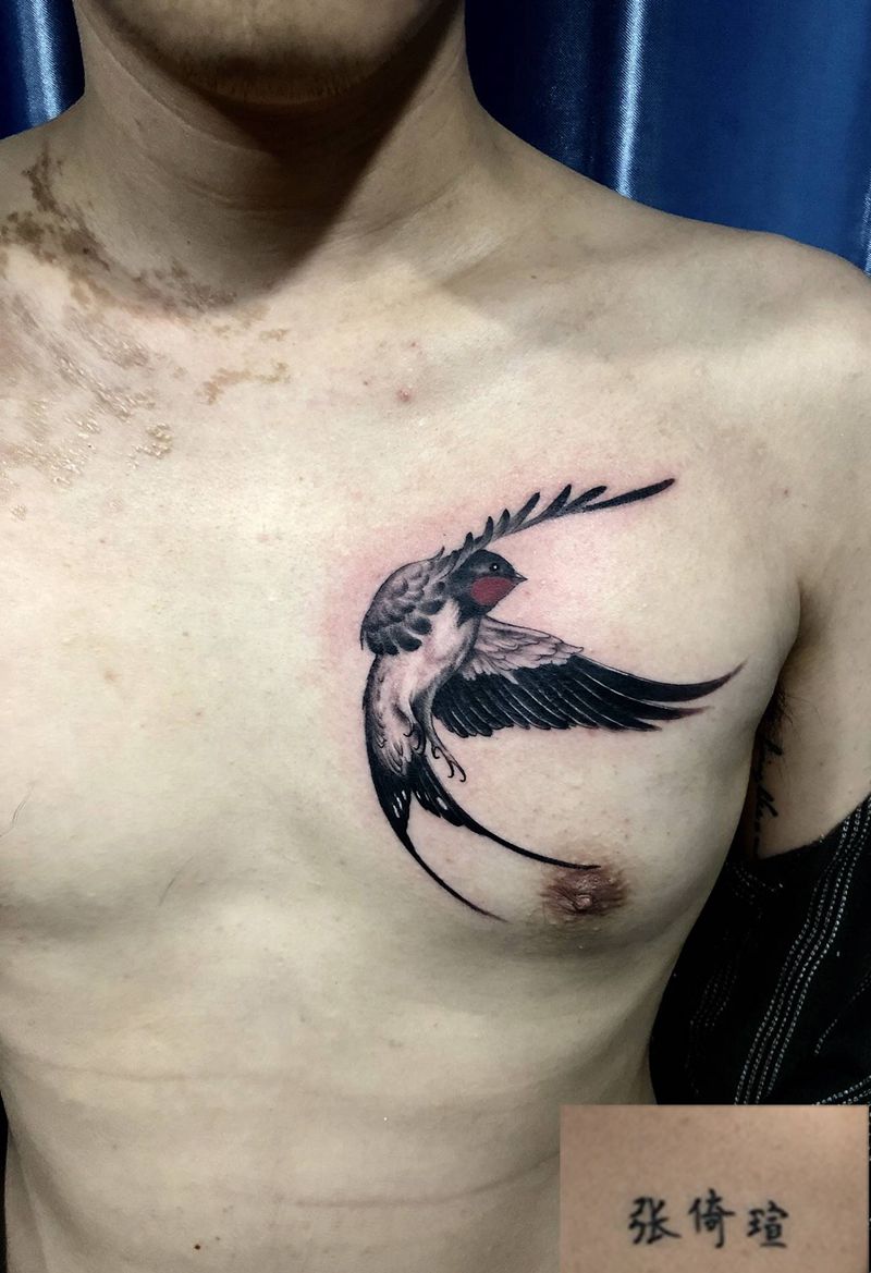 遮盖纹身图片_胸部纹身图案