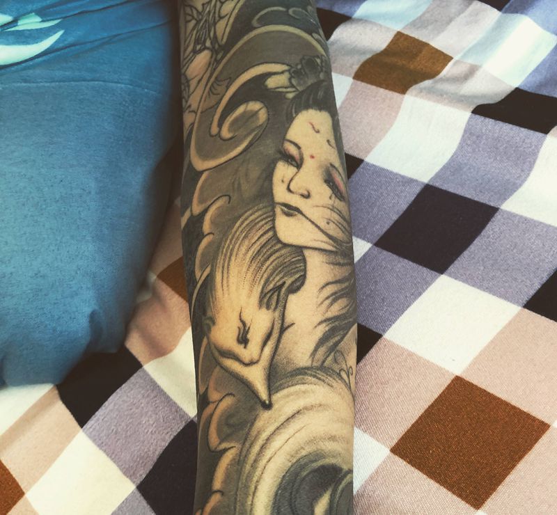 花臂纹身图片_手臂老传统纹身图案