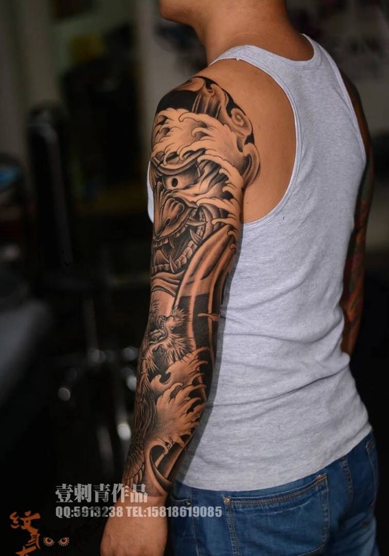 传统包臂纹身纹身图片_成品手臂传统纹身图案