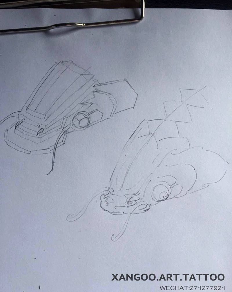 最近指导徒弟随手画的稿纹身图片_手稿插画传统原创动物习俗纹身图案