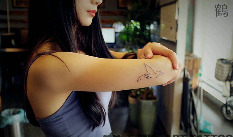 鸽子纹身图片_手臂欧美传统习俗肖像清新写实几何人物成品纹身图案