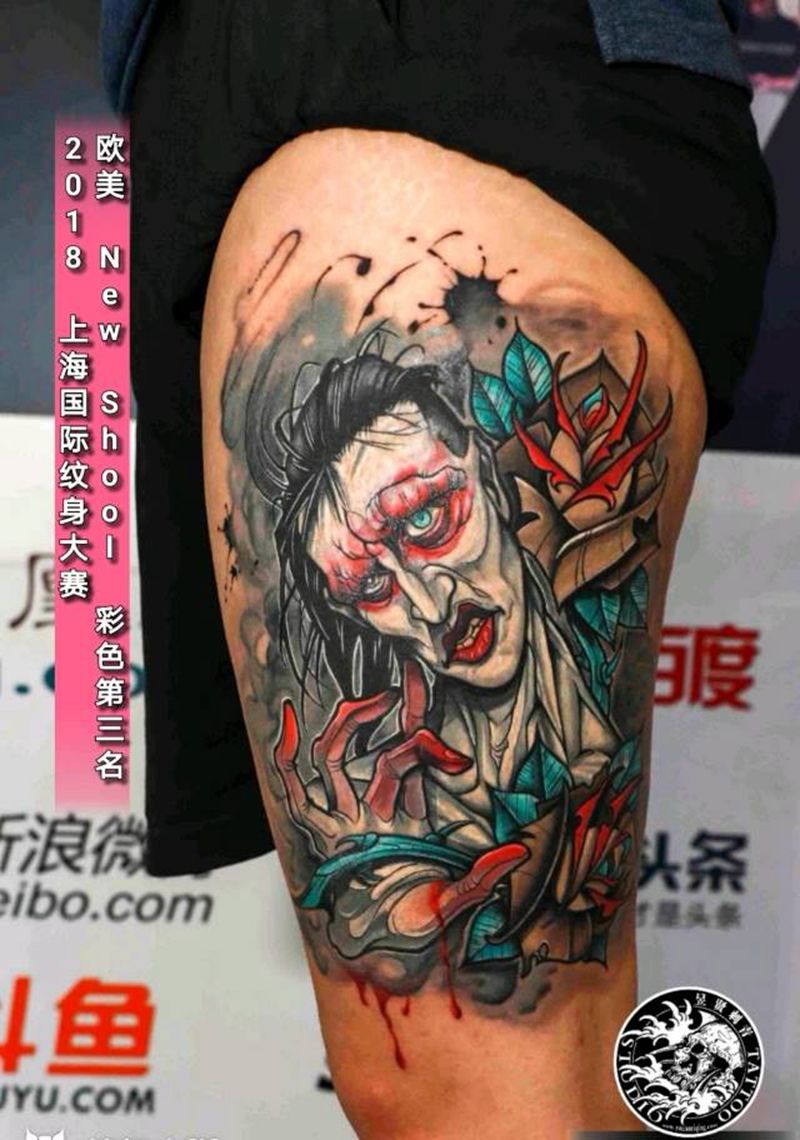 重彩 new school纹身图片_腿部手臂New SchoolOld School纹身图案