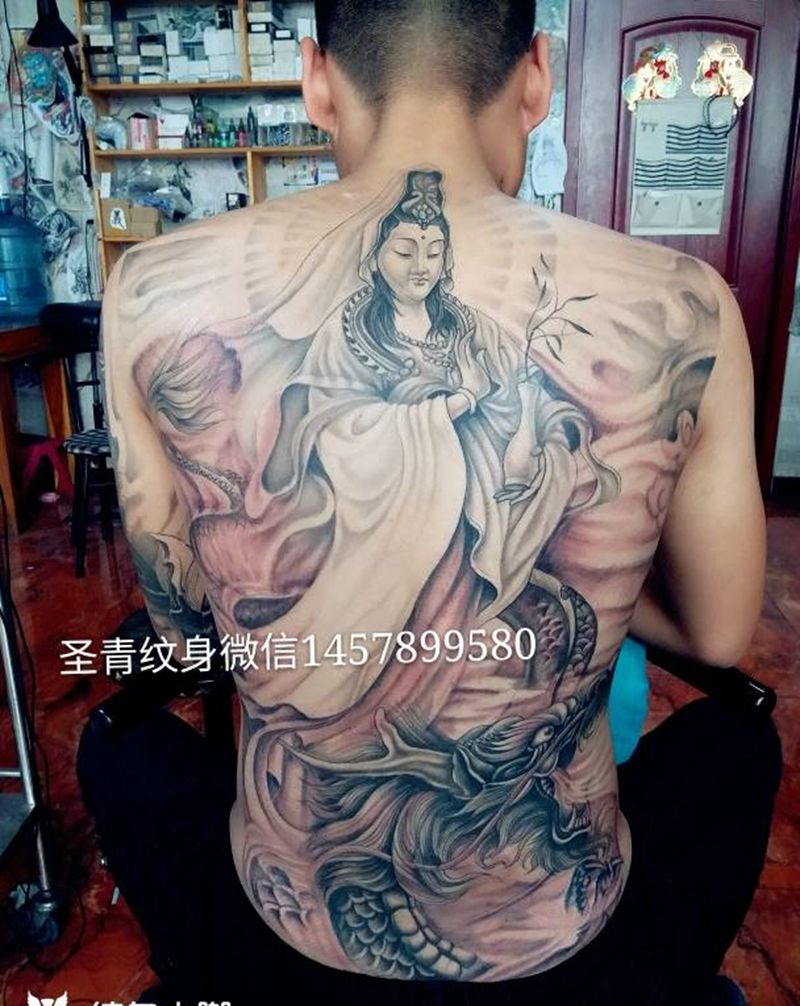 满背，观音完成喜欢的约我纹身图片