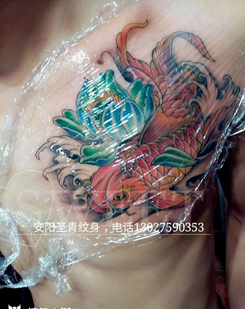 彩色鱼完成纹身图片