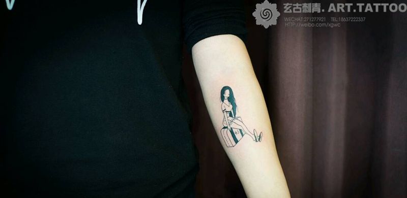 小图纹身图片_手臂欧美清新贴纸人物成品纹身图案