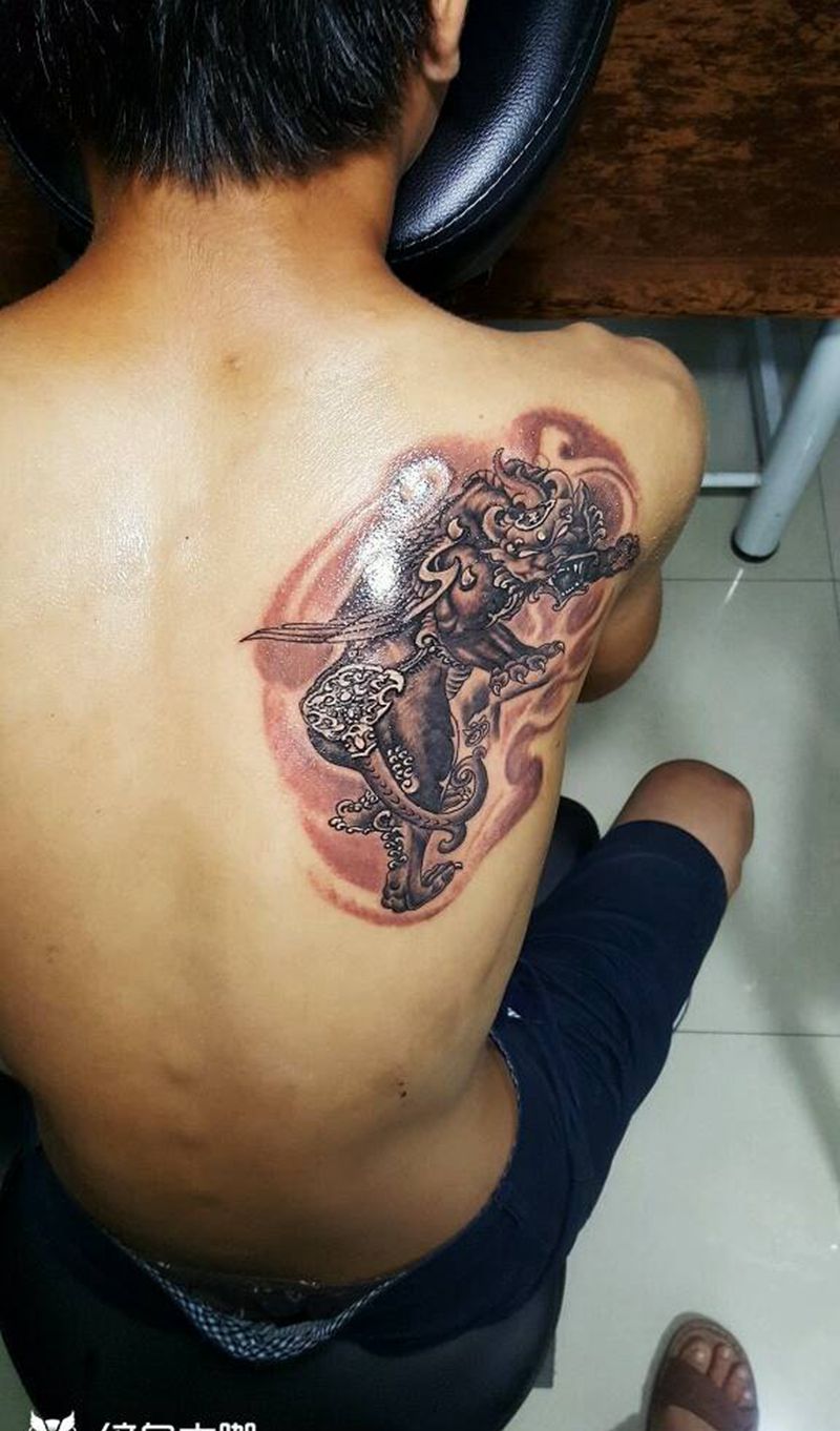 貔貅纹身图片_胸部背部手臂腿部传统动物鬼神宗教貔貅成品纹身图案