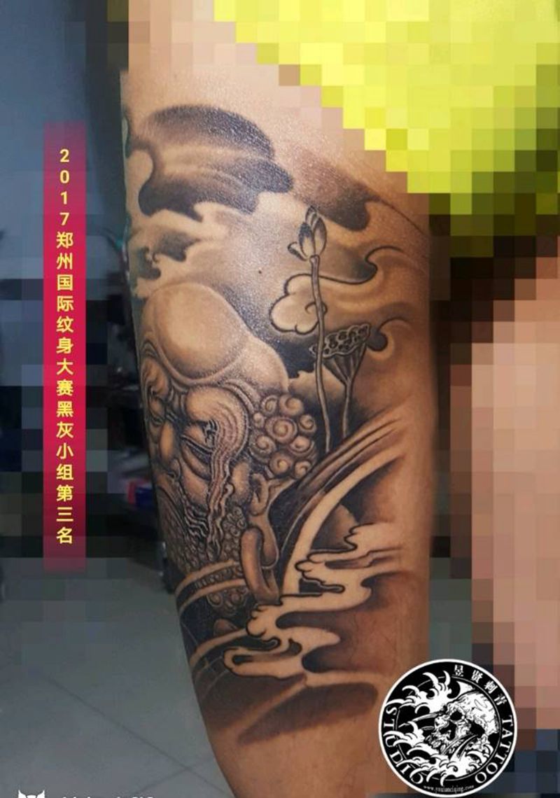 达摩纹身图片_手臂腿部新传统老传统达摩 大腿纹身图案