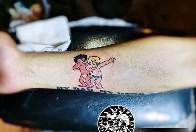 海尔兄弟纹身图片_手臂手部Old SchoolNew School动漫纹身图案
