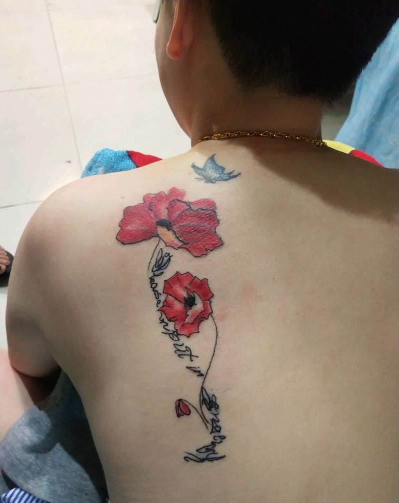 英文，我不想谋生，只想生活纹身图片_背部水彩纹身图案