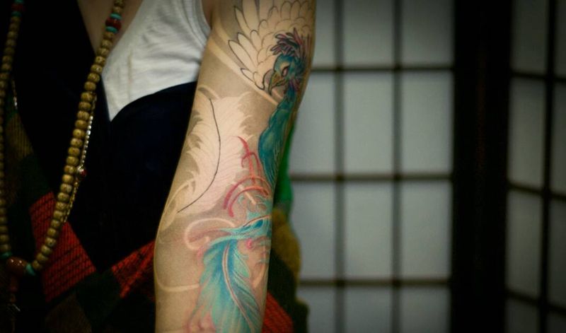 凤凰纹身图片_手臂传统动物成品纹身图案