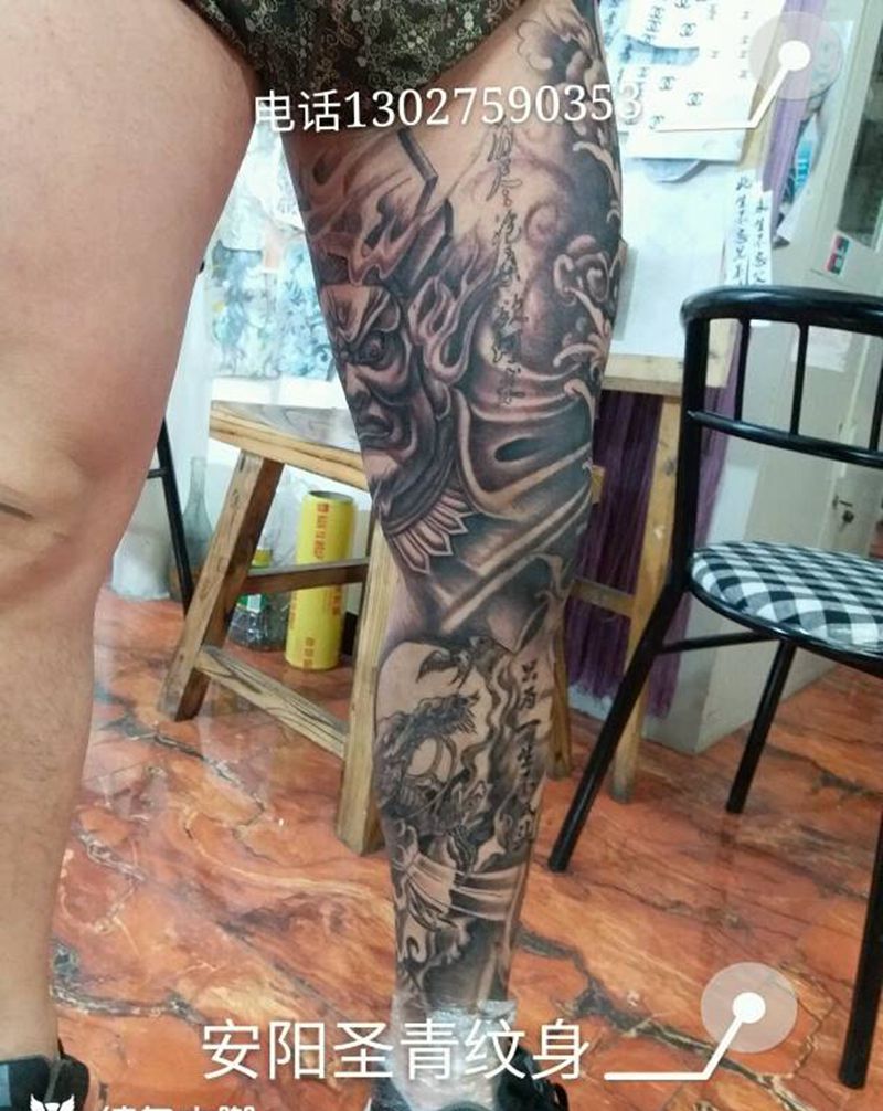 花腿,完成纹身图片