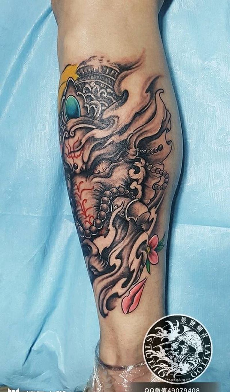 象神纹身图片_肩部背部手臂腿部传统动物鬼神宗教象神成品纹身图案