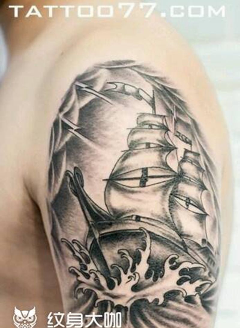 帆船纹身图片