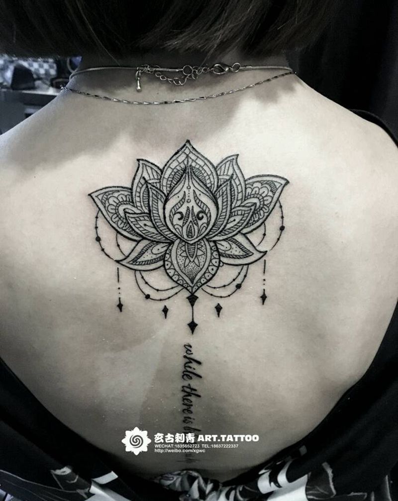 梵花纹身图片_颈部背部欧美植物静物成品纹身图案