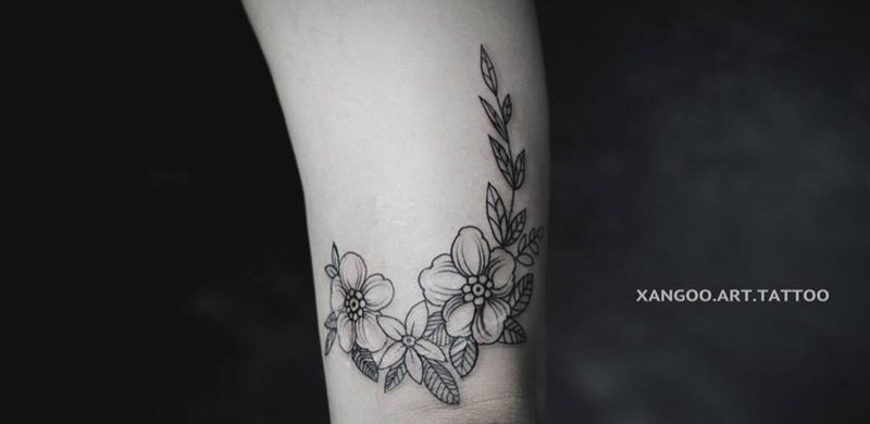 遮盖个疤痕纹身图片_手臂手部清新植物静物成品纹身图案